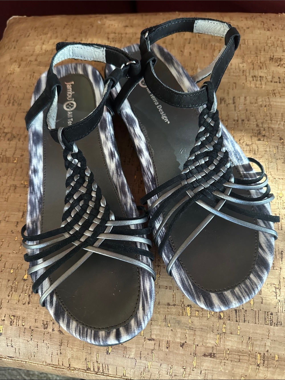 Jambu Black/Silver all terra Braided Strappy Women's Sandals